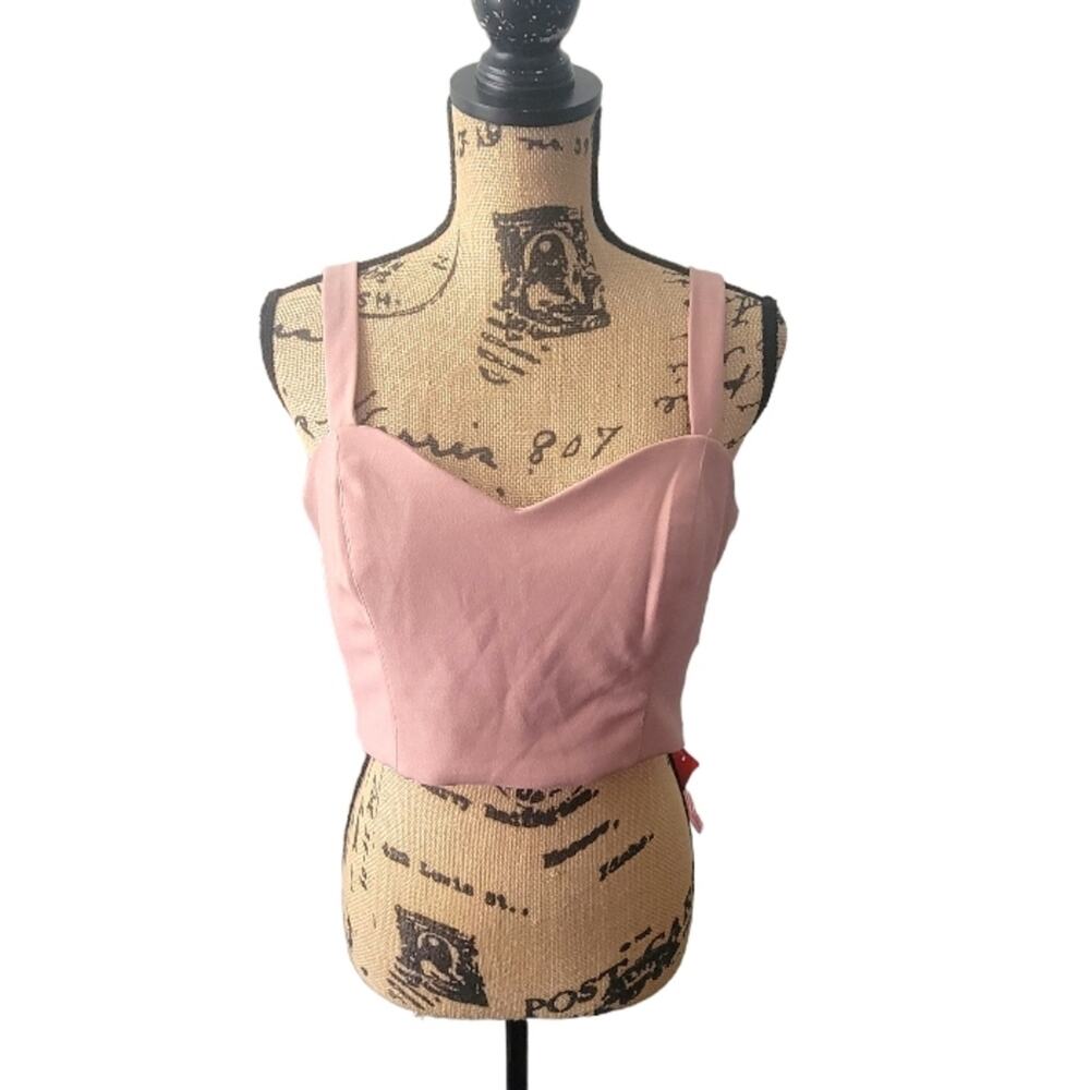 New Large Crystal Doll pink sleeveless crop top